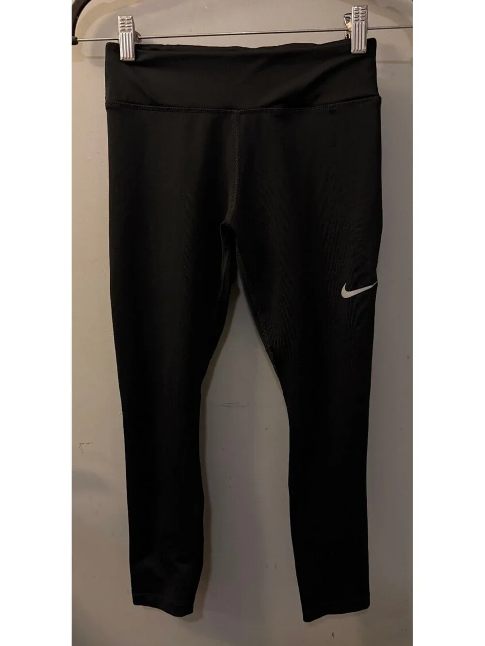 Nike Dri-FIT Women’s S Black Running Leggings Crop Mesh Calf Zip Pocket